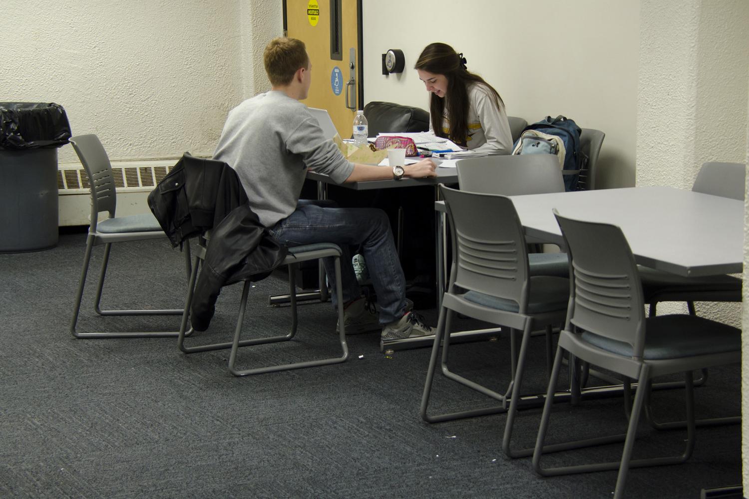 Johnson Hall has a lounge for students to hang out and study.