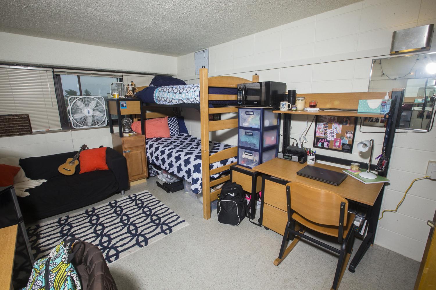 A double room in Johnson Hall.